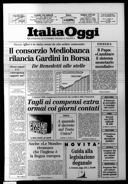 Italia oggi : quotidiano di economia finanza e politica